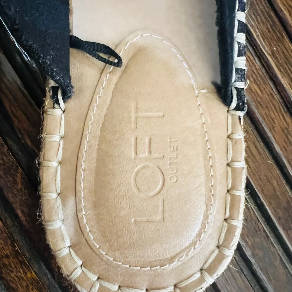 LOFT Black Suede Espadrille Slides‎ with Bow